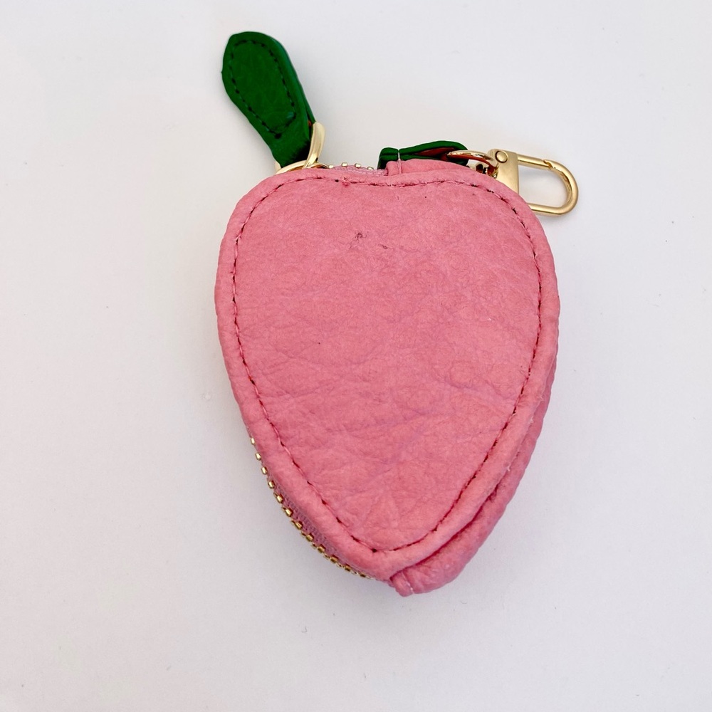 Strawberry Coin Purse Keychain Pink Strawberry purse charm Keychain pouch - Picture 5 of 15